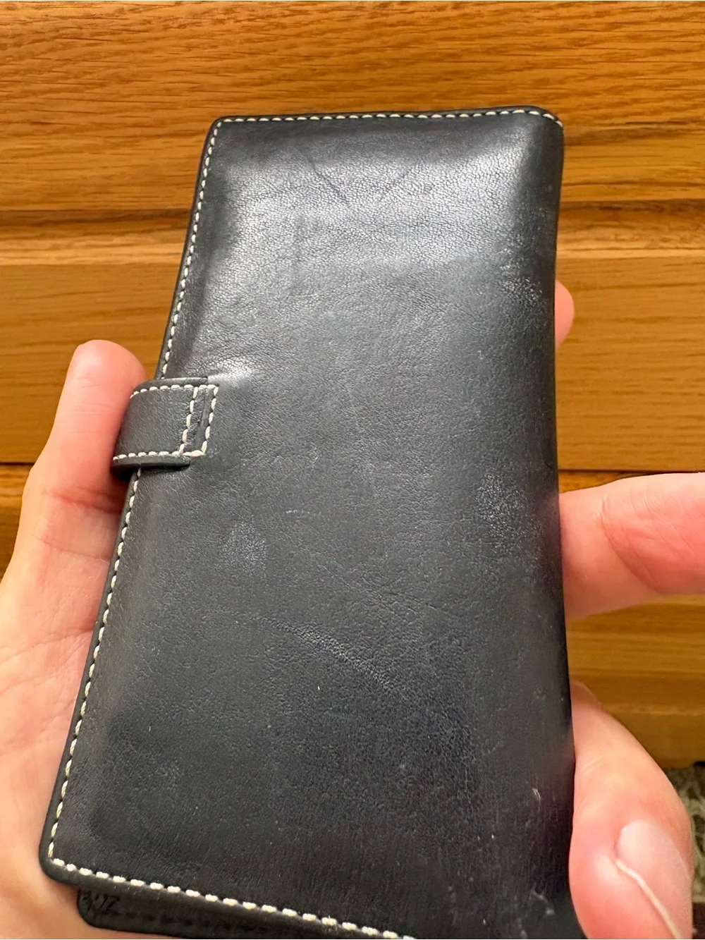 COACH Black Leather women wallet Contrast Stitching